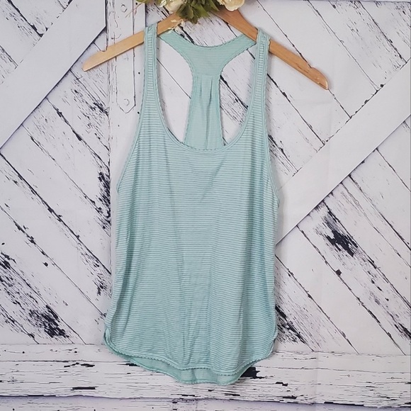 3 Lululemon 105F Singlet Racerback Tank Tops Teal White - Picture 2 of 6